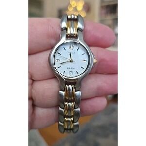 Pulsar Watch Women Two-Tone Stainless Steel 30m White Date Quartz New Battery